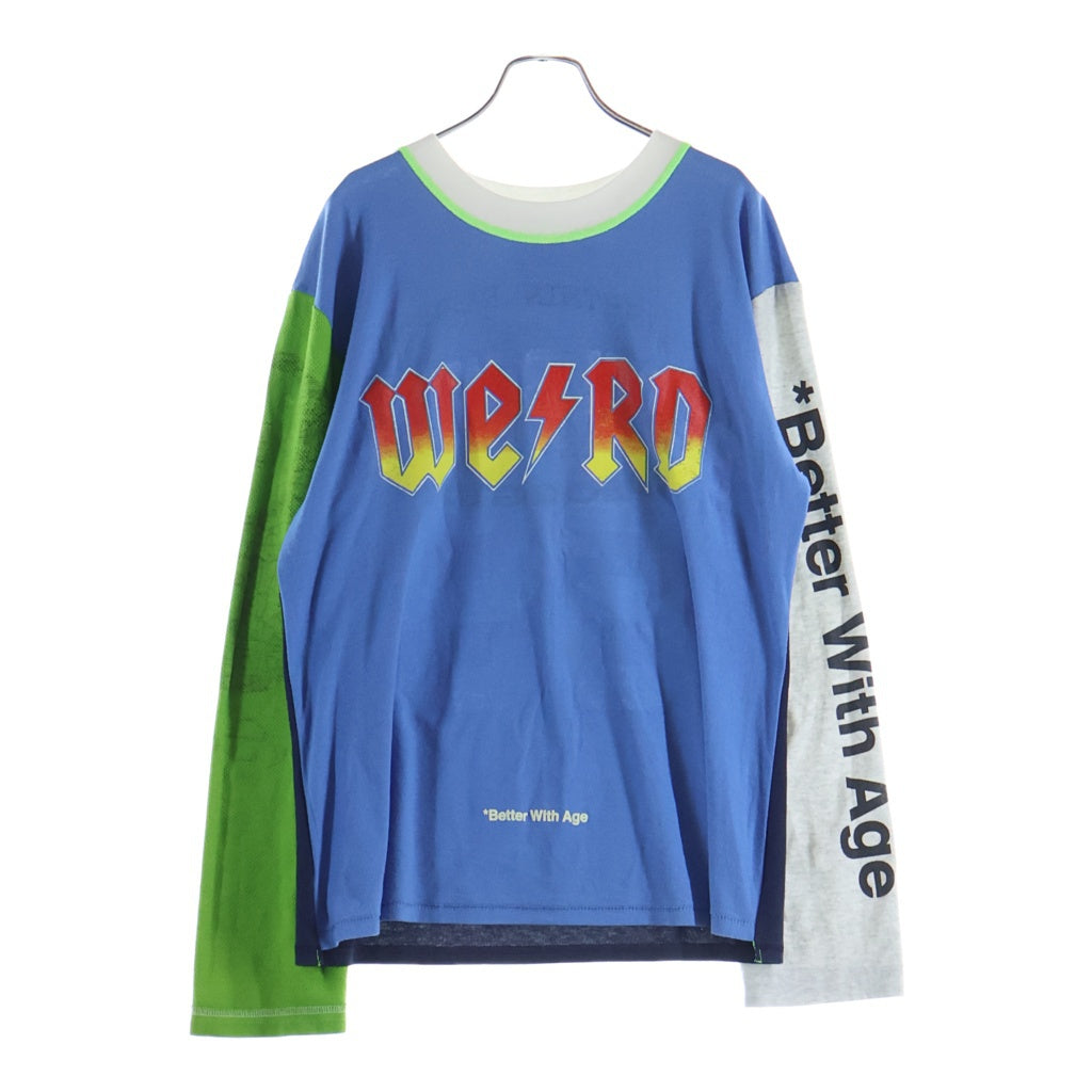 NO BRAND(ノーブランド) BETTER WITH AGE 再構築ドッキング長袖Tシャツ カットソー マルチカラー