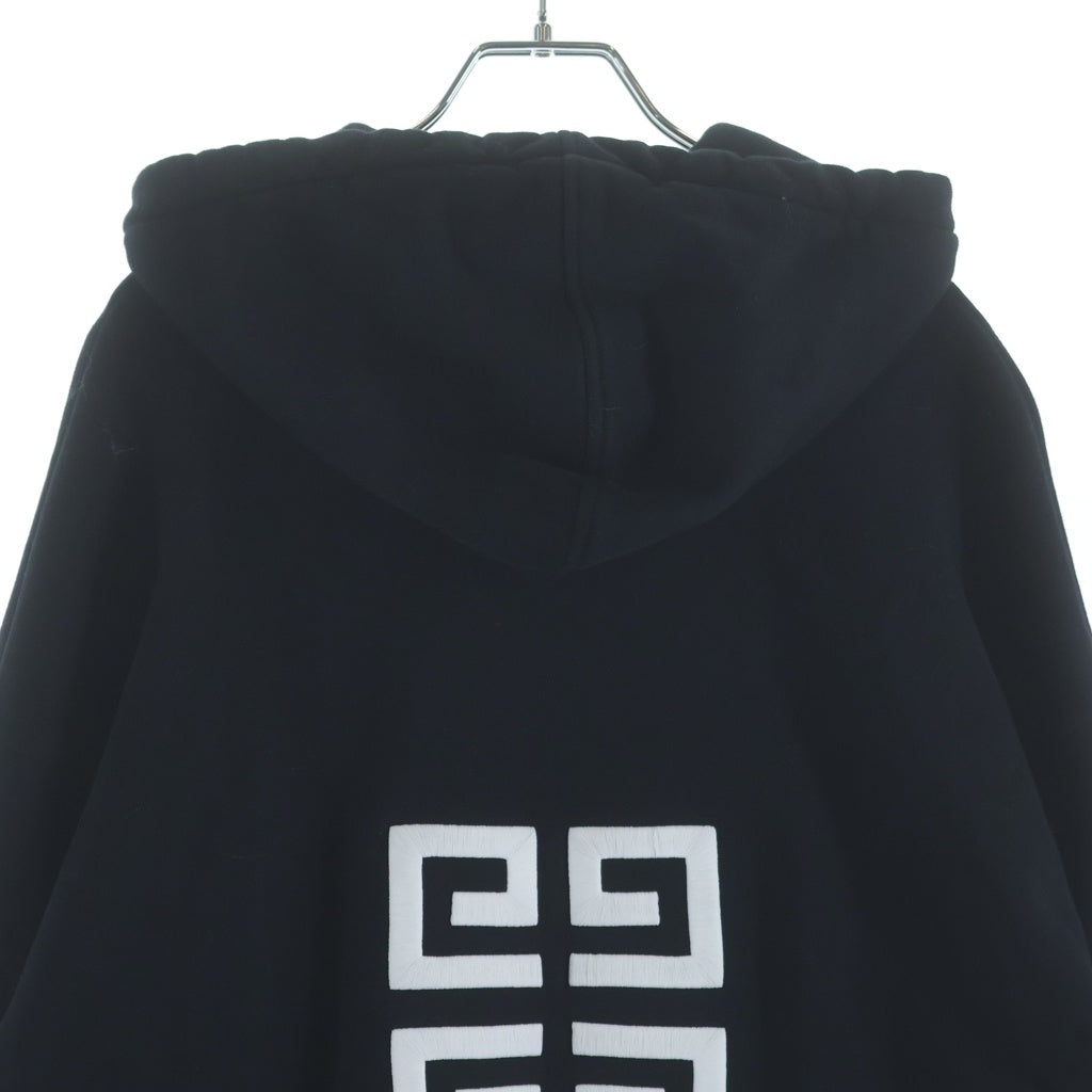 GIVENCHY(ジバンシィ) 4G LOGO SLIM FIT HOODIE BMJ0HC3Y8M ロゴ刺繍 スリムフィット プルオーバーパーカー フーディー ブラック