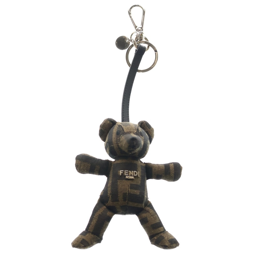 FENDI(フェンディ) TEDDY BEAR CHARM ORSETTO JAQUARD 7AP085 テディベア FF柄 チャーム ストラップ ブラウン レディース