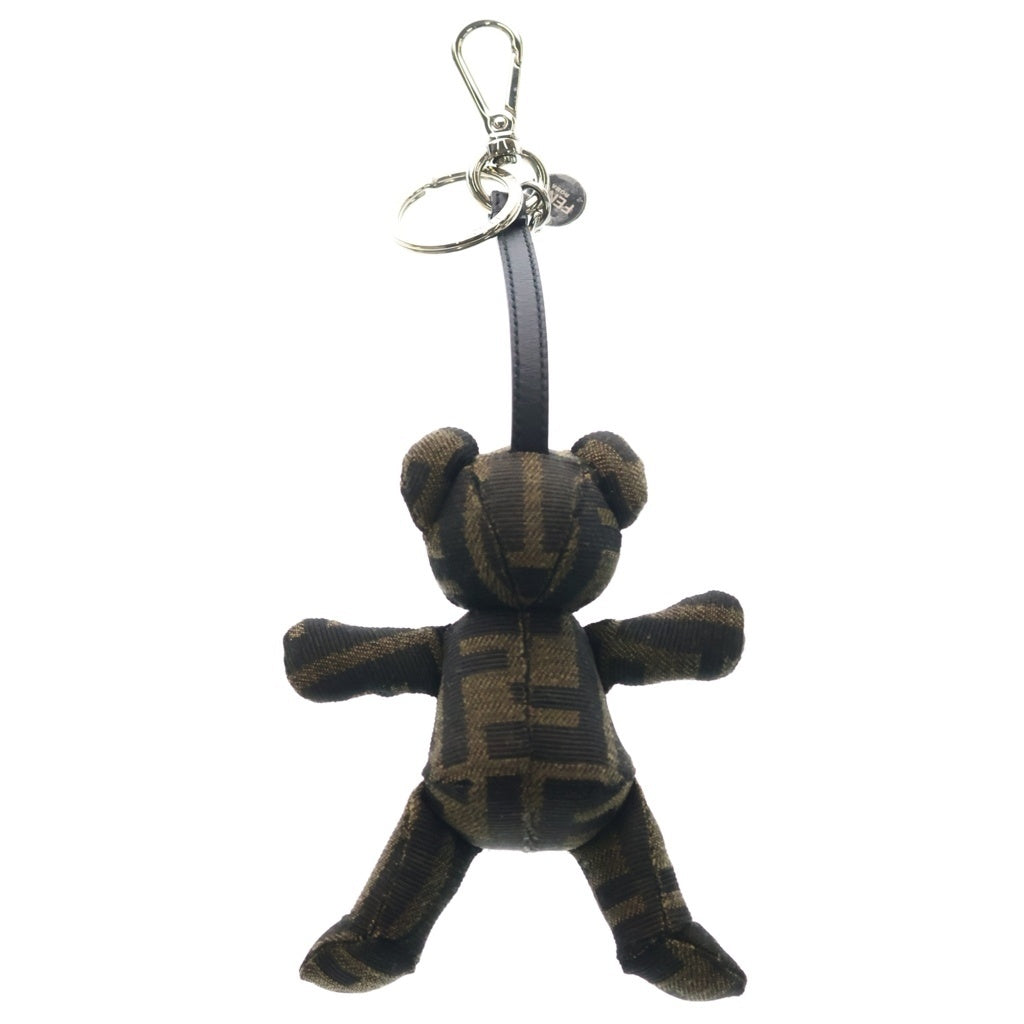 FENDI(フェンディ) TEDDY BEAR CHARM ORSETTO JAQUARD 7AP085 テディベア FF柄 チャーム ストラップ ブラウン レディース