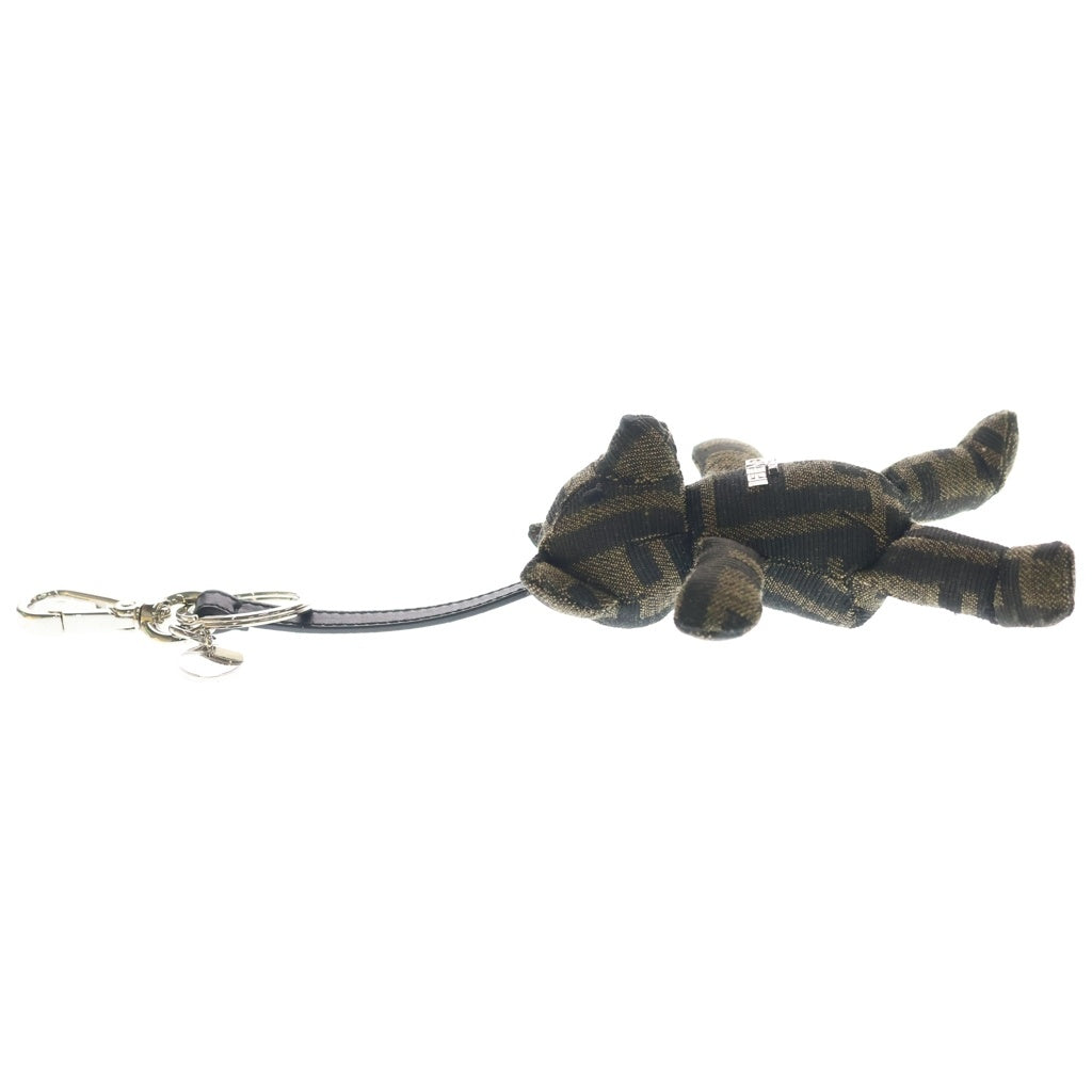 FENDI(フェンディ) TEDDY BEAR CHARM ORSETTO JAQUARD 7AP085 テディベア FF柄 チャーム ストラップ ブラウン レディース