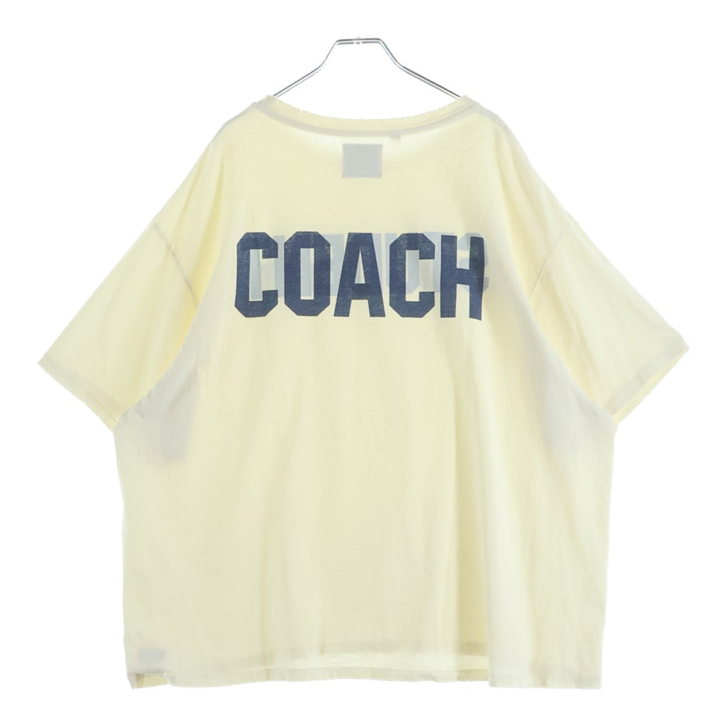 GALLERY DEPT.(ギャラリーデプト) COACH BACK DESTROYED TEE ロゴプリント ダメージ加工 半袖Tシャツ アイボリー