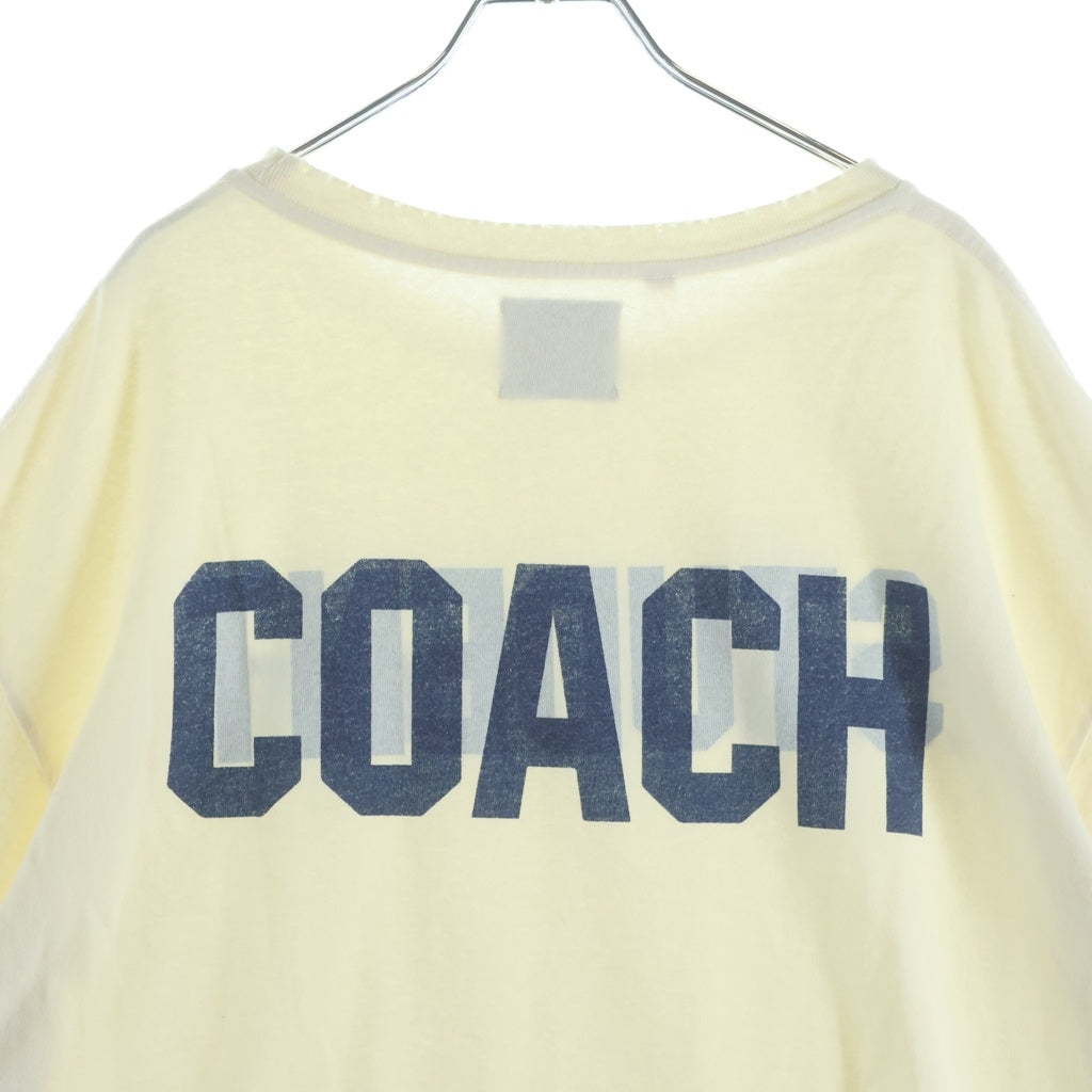 GALLERY DEPT.(ギャラリーデプト) COACH BACK DESTROYED TEE ロゴプリント ダメージ加工 半袖Tシャツ アイボリー