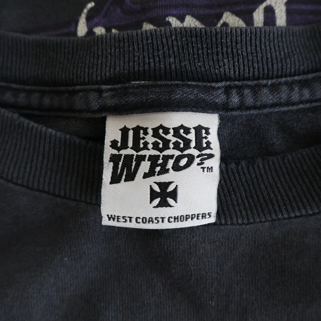 VINTAGE(ヴィンテージ) 90-00s West Coast Choppers Car Print L/S Tee ウエストコーストチョッパーズ カープリント アイアンクロス 長袖Tシャツ カットソー パープル/ブラック