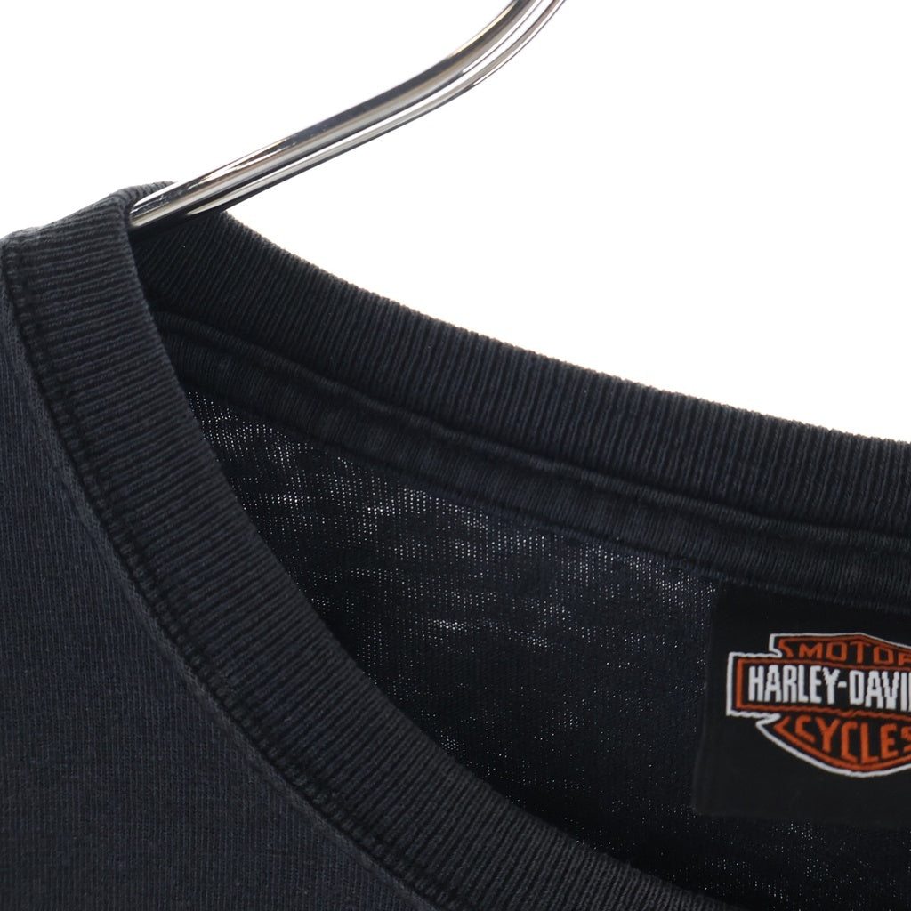 HARLEY DAVIDSON(ハーレーダビッドソン) 00S BAR&SHIELD INFERNO FLAME SLEEVE L/S TEE 袖フレイム 両面プリント 長袖カットソーTシャツ ブラック