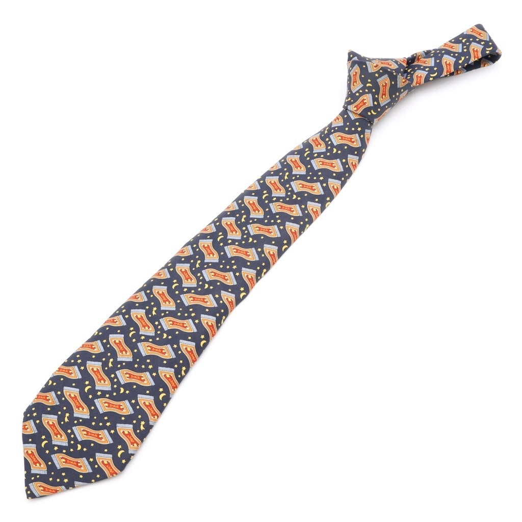 HERMES(エルメス) 総柄シルクネクタイ オレンジ