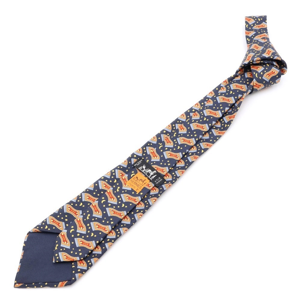 HERMES(エルメス) 総柄シルクネクタイ オレンジ