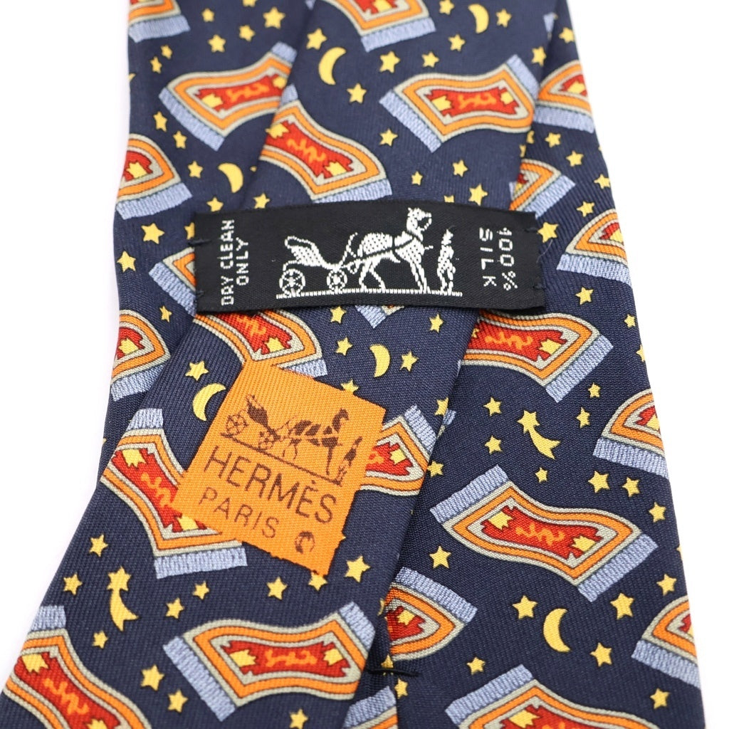 HERMES(エルメス) 総柄シルクネクタイ オレンジ