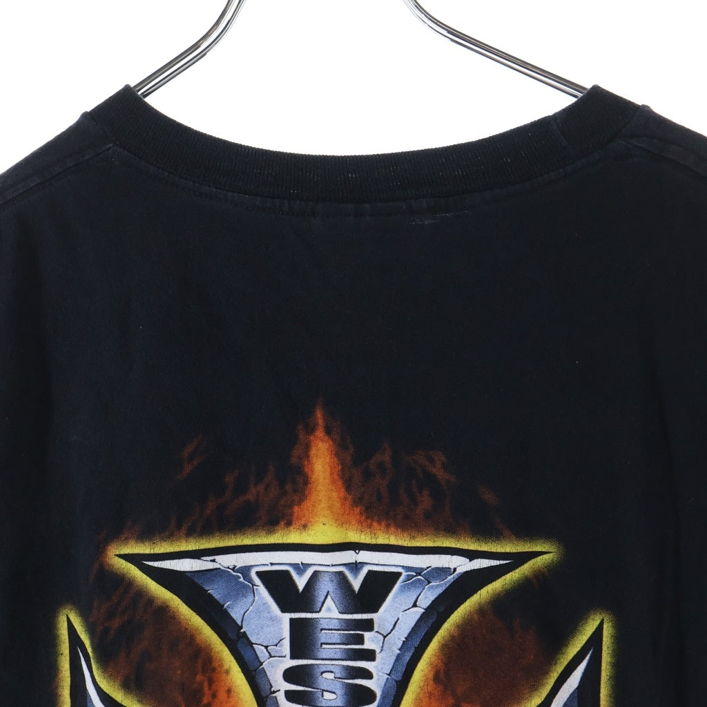 VINTAGE(ヴィンテージ) 90-00s West Coast Choppers Red Flame L/S Tee ウエストコーストチョッパーズ レッドフレイム アイアンクロス 長袖Tシャツ カットソー ブラック