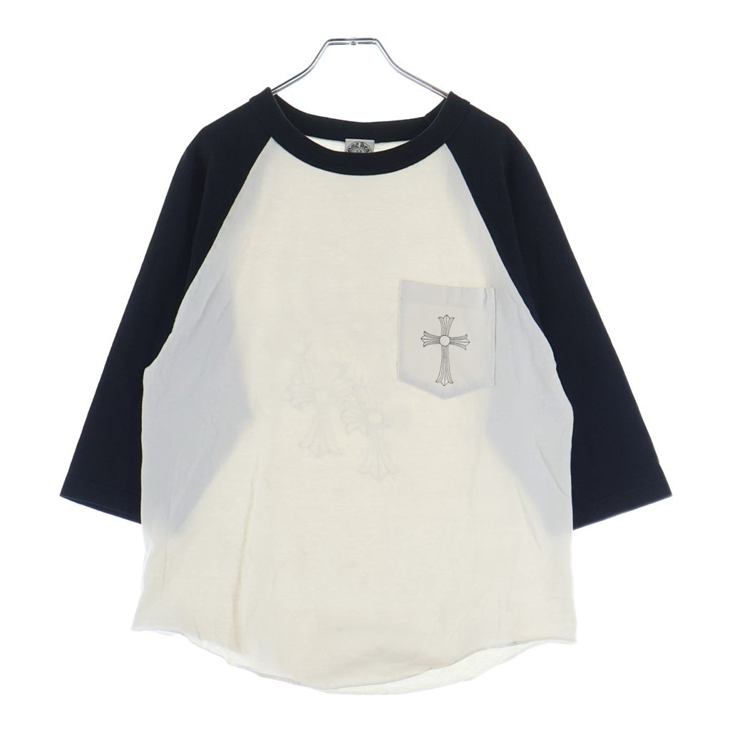 CHROME HEARTS(クロムハーツ) OLD Back Cemetery Cross L/S TEE オールド バックセメタリークロス ロングスリーブ ラグラン 長袖Tシャツ カットソー ブラック/ホワイト
