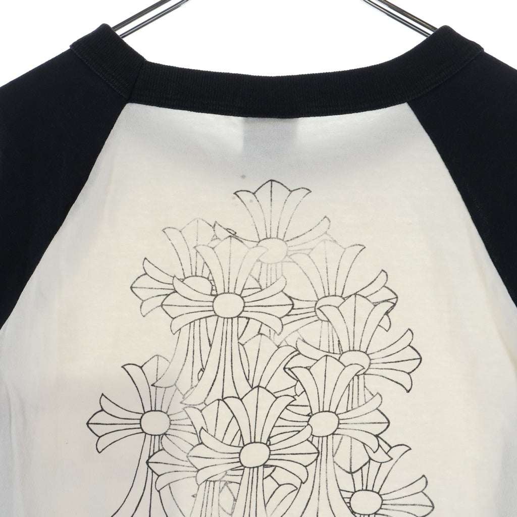 CHROME HEARTS(クロムハーツ) OLD Back Cemetery Cross L/S TEE オールド バックセメタリークロス ロングスリーブ ラグラン 長袖Tシャツ カットソー ブラック/ホワイト