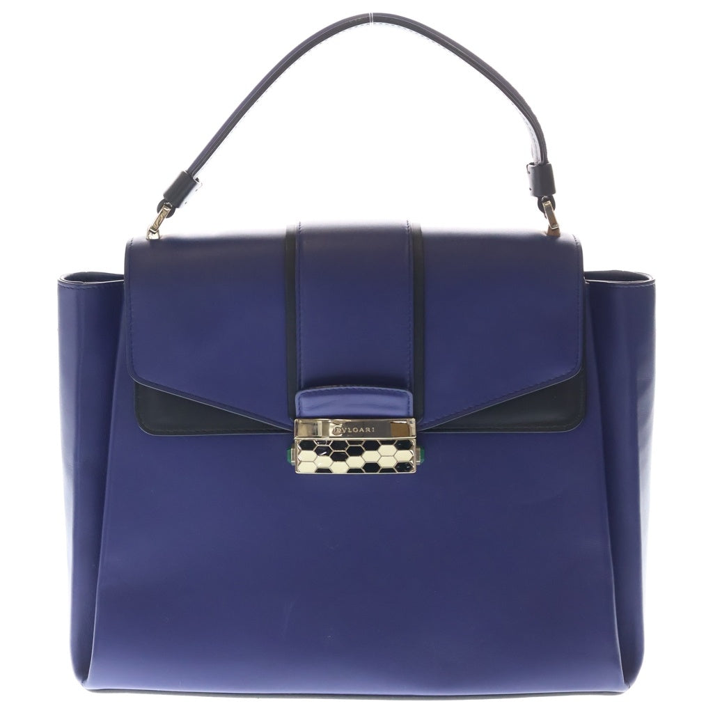 BVLGARI(ブルガリ) Serpenti Viper セペンティ ヴァイパー トップハンドル レザーショルダーバッグ ブルー レディース