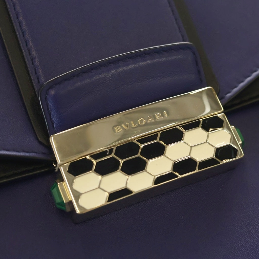 BVLGARI(ブルガリ) Serpenti Viper セペンティ ヴァイパー トップハンドル レザーショルダーバッグ ブルー レディース