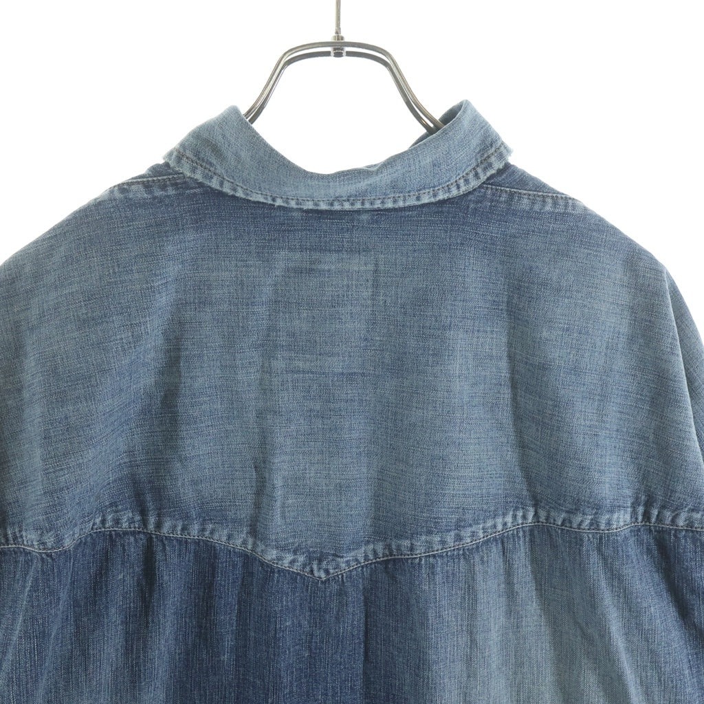 MAISON MIHARAYASUHIRO(メゾンミハラヤスヒロ) Kids Sticker Printed Denim Shirt ステッカー ダメージ加工 長袖デニムシャツ インディゴ J16SH125