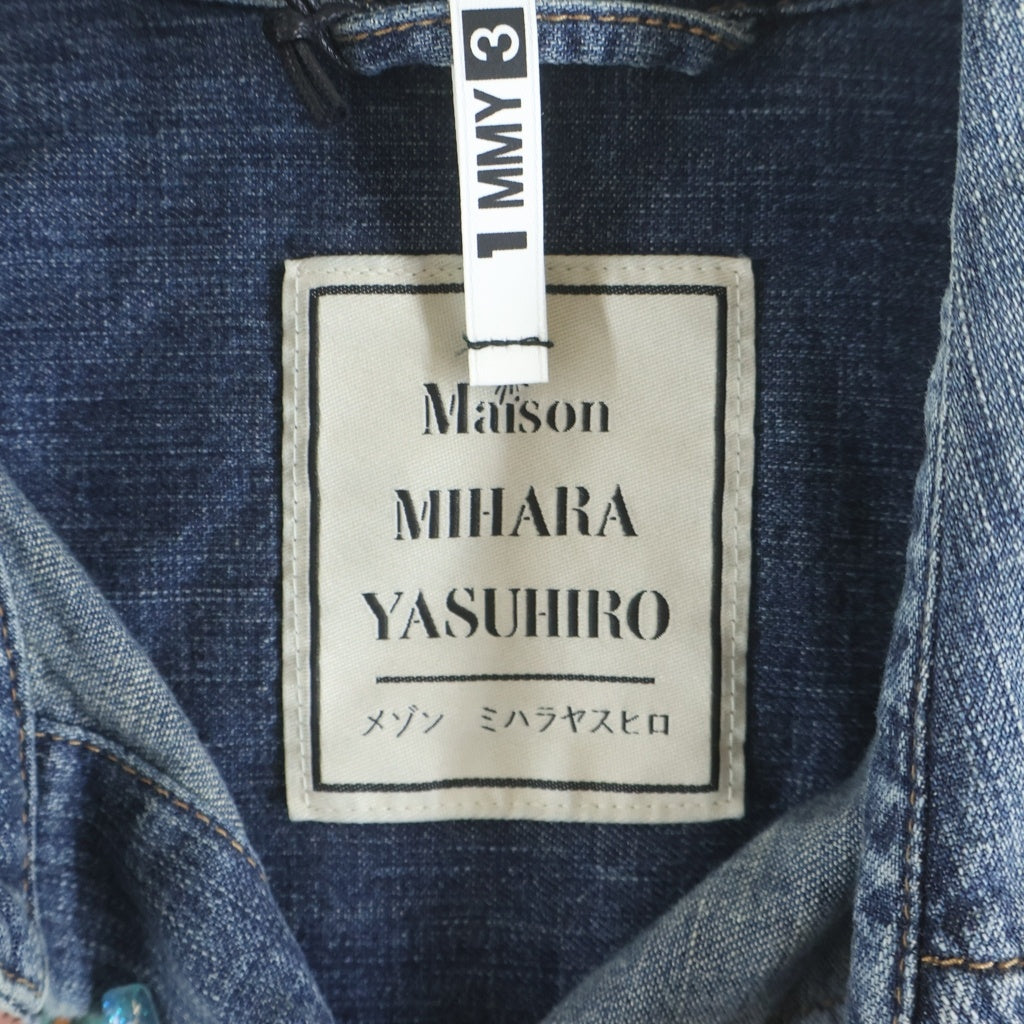 MAISON MIHARAYASUHIRO(メゾンミハラヤスヒロ) Kids Sticker Printed Denim Shirt ステッカー ダメージ加工 長袖デニムシャツ インディゴ J16SH125