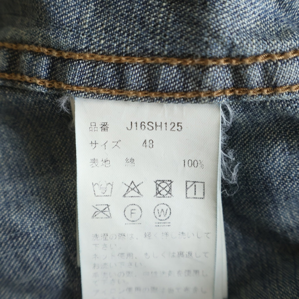 MAISON MIHARAYASUHIRO(メゾンミハラヤスヒロ) Kids Sticker Printed Denim Shirt ステッカー ダメージ加工 長袖デニムシャツ インディゴ J16SH125