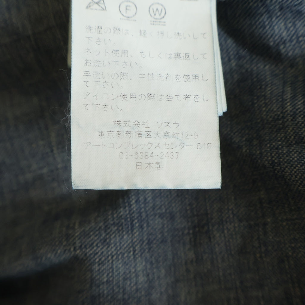 MAISON MIHARAYASUHIRO(メゾンミハラヤスヒロ) Kids Sticker Printed Denim Shirt ステッカー ダメージ加工 長袖デニムシャツ インディゴ J16SH125