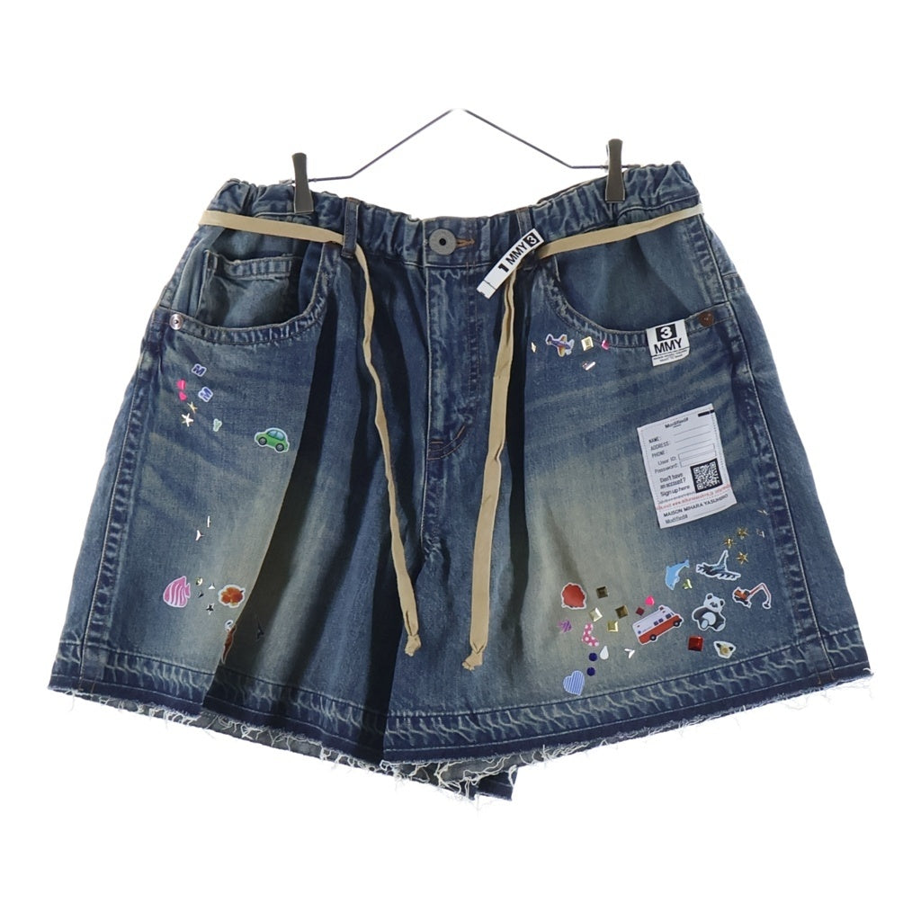 MAISON MIHARAYASUHIRO(メゾンミハラヤスヒロ) Kids Sticker Printed Wide Denim Shorts ステッカー デニムショーツ ハーフパンツ インディゴ K16PT341