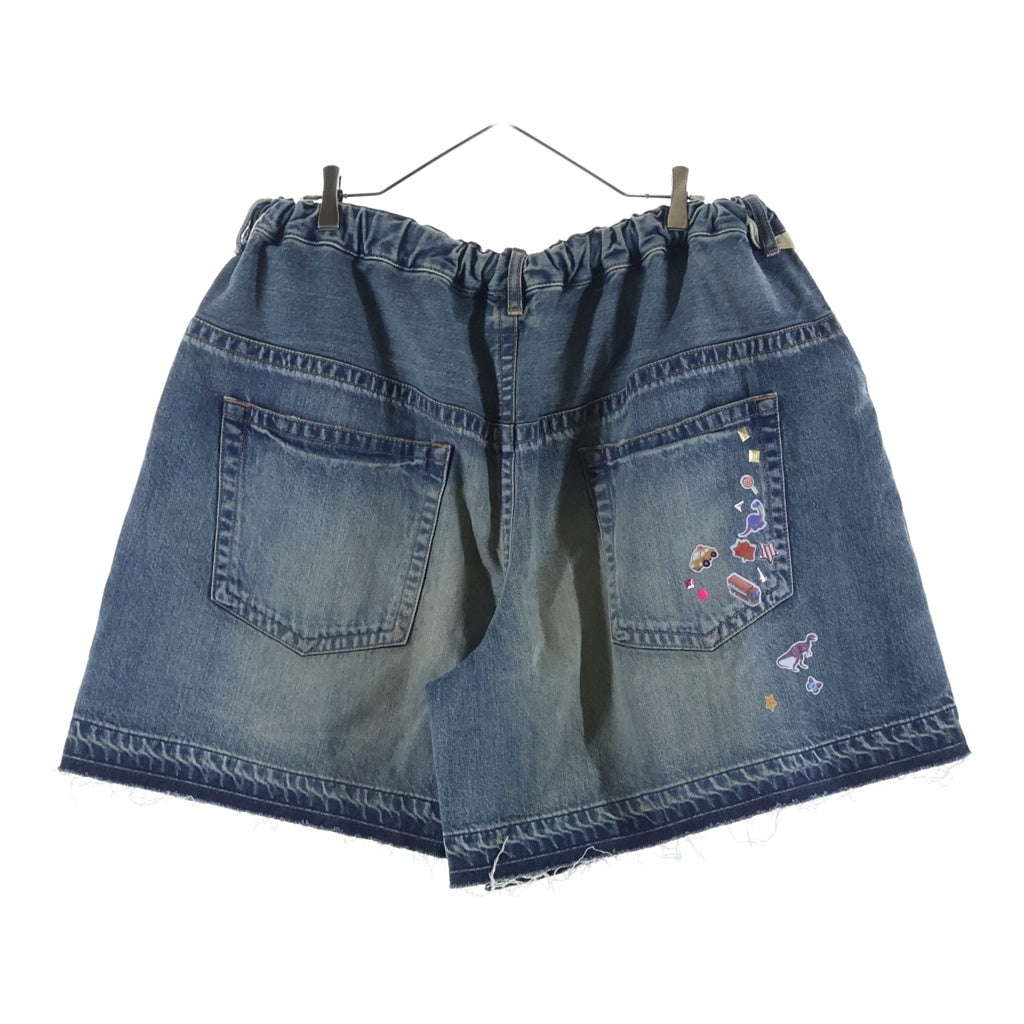 MAISON MIHARAYASUHIRO(メゾンミハラヤスヒロ) Kids Sticker Printed Wide Denim Shorts ステッカー デニムショーツ ハーフパンツ インディゴ K16PT341