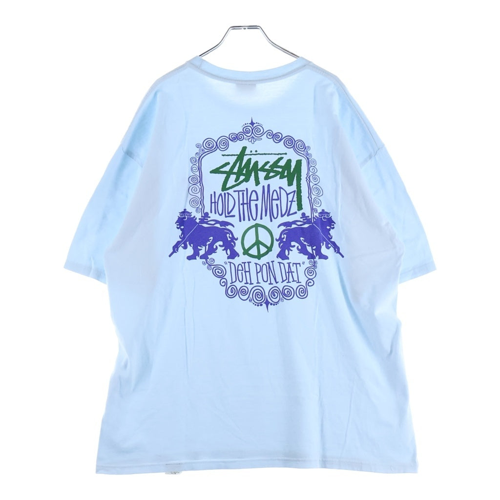 STUSSY(ステューシー) 00s OLD Hold The Medz Print Tee オールド ライオン プリント 半袖Tシャツ カットソー ライトブルー