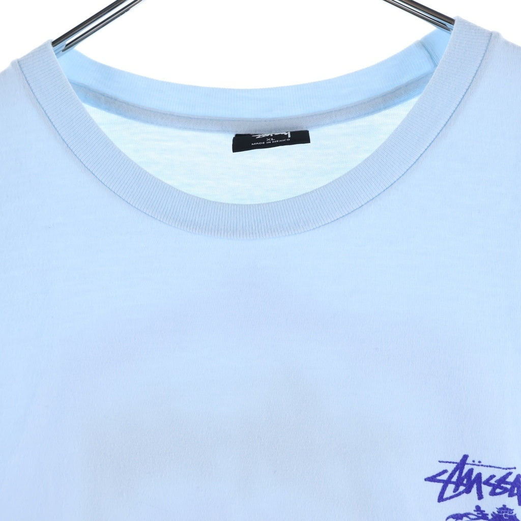 STUSSY(ステューシー) 00s OLD Hold The Medz Print Tee オールド ライオン プリント 半袖Tシャツ カットソー ライトブルー