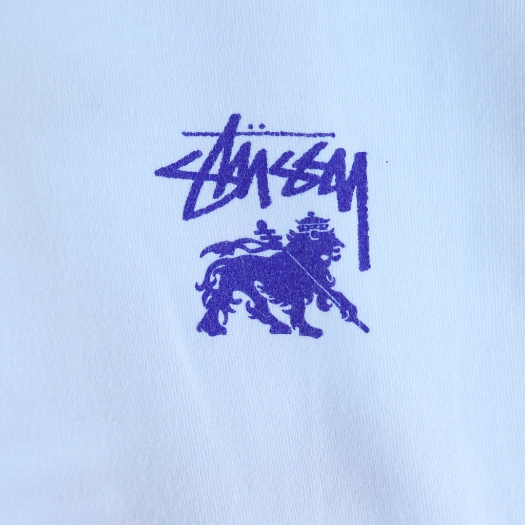STUSSY(ステューシー) 00s OLD Hold The Medz Print Tee オールド ライオン プリント 半袖Tシャツ カットソー ライトブルー