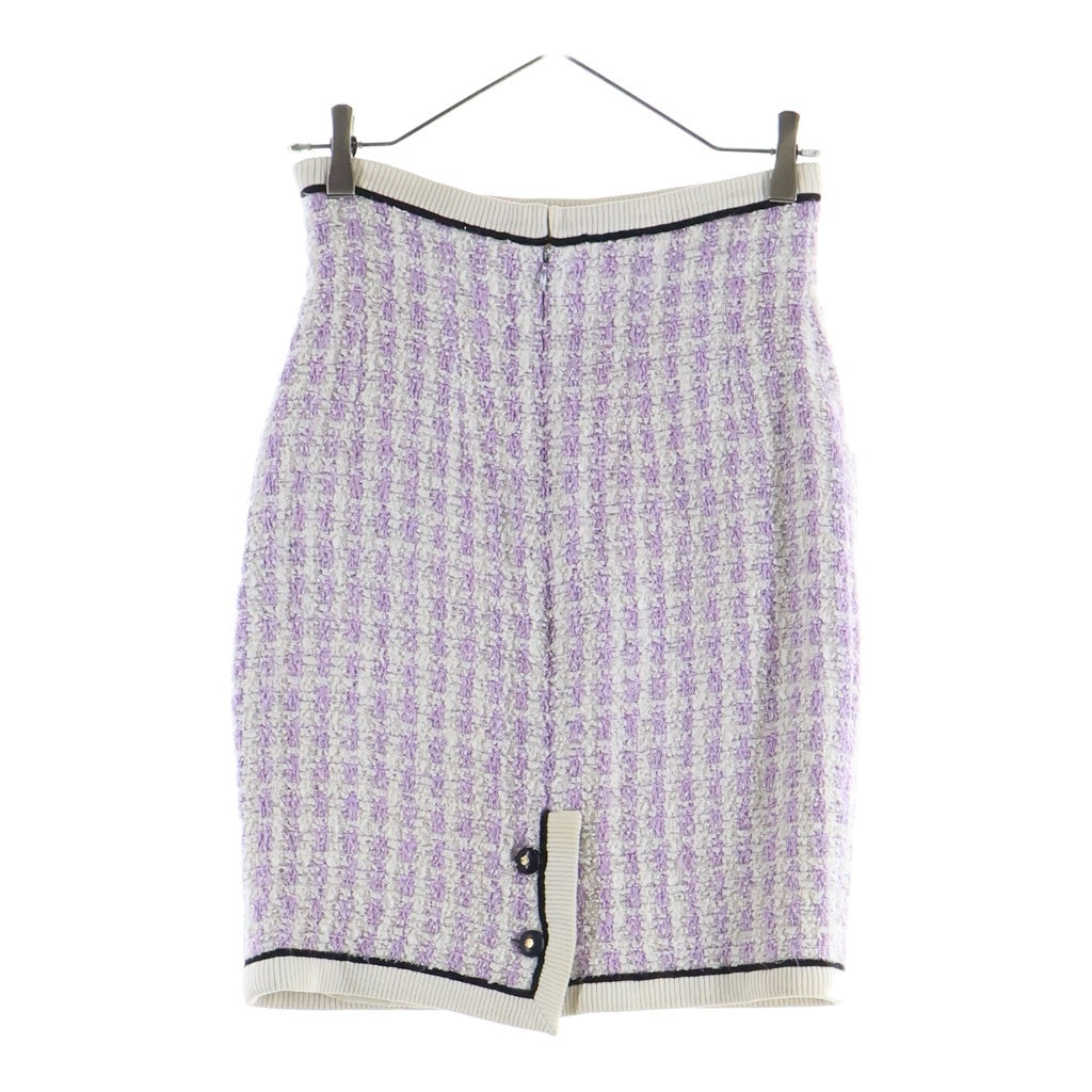 CHANEL BOUTIQUE(シャネルブティック) VINTAGE Tweed Jacket Skirt ヴィンテージ ツイード ジャケット ショート スカート セットアップ コートココマークボタン パープル/ホワイト レディース