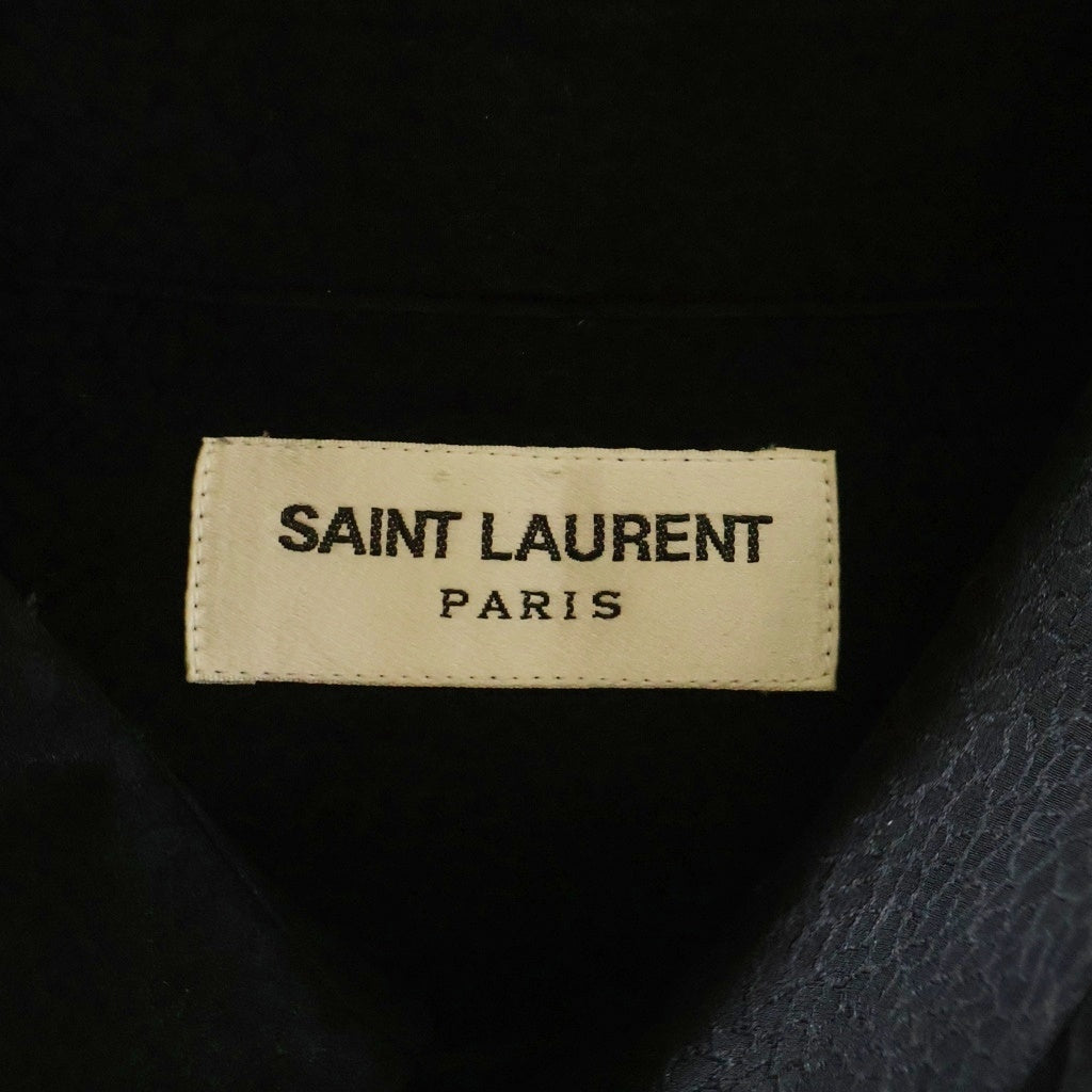 SAINT LAURENT PARIS(サンローランパリ) Silk Shirt 総柄長袖比翼シャツ ブラック 646850 Y1H57