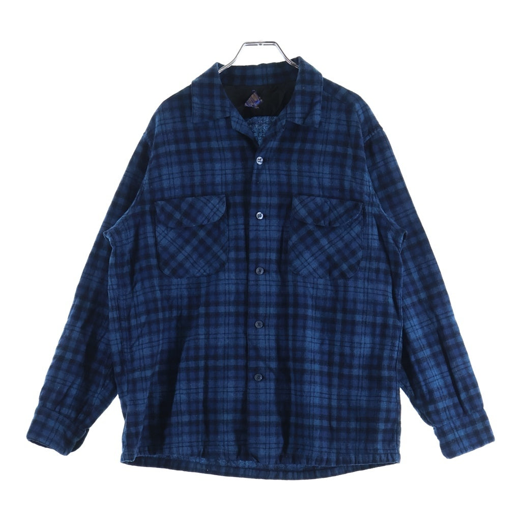 PENDLETON(ペンドルトン) 60s VINTAGE ヴィンテージ ウール オンブレチェック 長袖オープンカラーシャツ ブルー