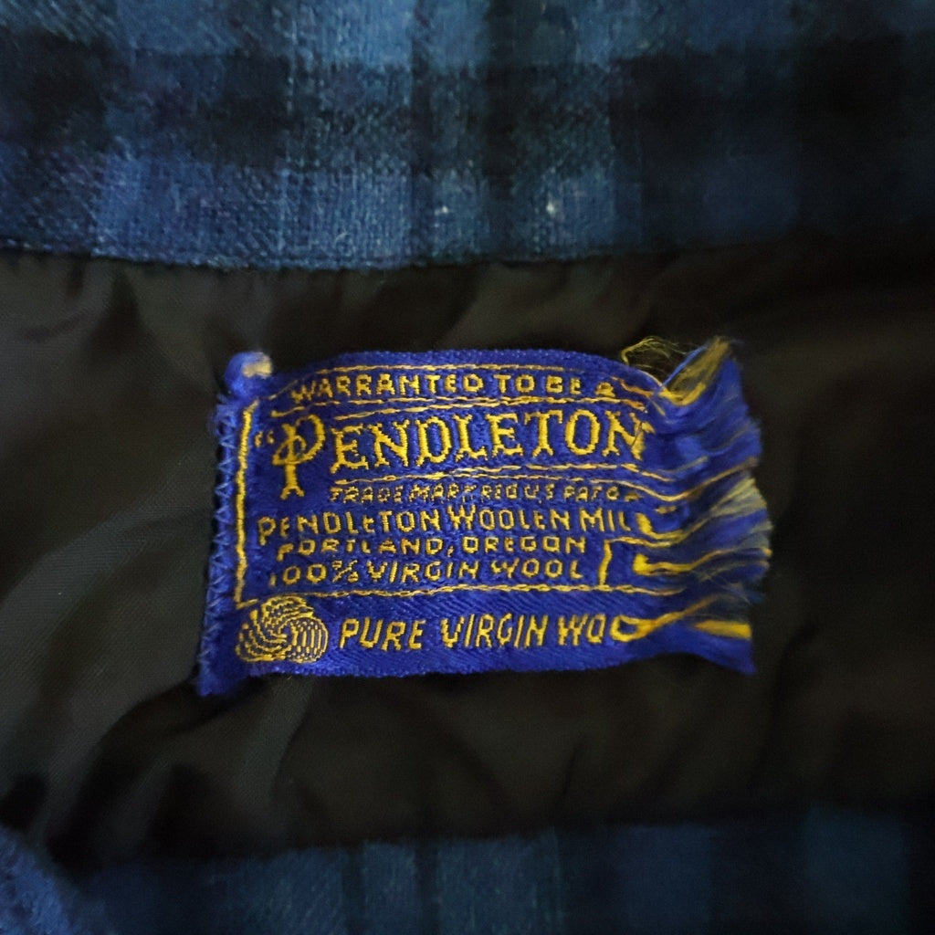 PENDLETON(ペンドルトン) 60s VINTAGE ヴィンテージ ウール オンブレチェック 長袖オープンカラーシャツ ブルー