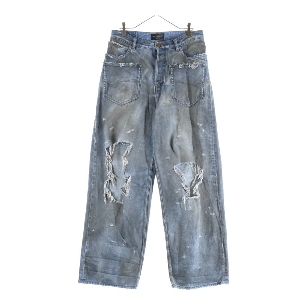 BALENCIAGA(バレンシアガ) 23AW Patched Pocket Baggy Denim Pants ポケット バギー デニム パンツ 汚れ加工 インディゴ 751111 TDW14 3359