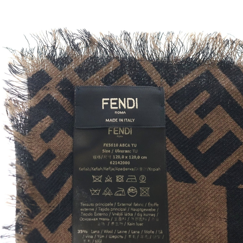 FENDI(フェンディ) Logo Scarf カシミヤ ウール マフラー ストール ブラウン 62142000 レディース