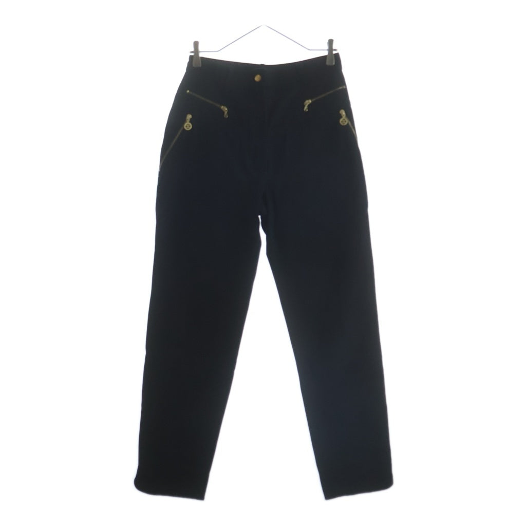 CHANEL BOUTIQUE(シャネルブティック) 92s VINTAGE Zip Design Pants ヴィンテージ ココマークボタン ジップデザイン パンツ ブラック レディース