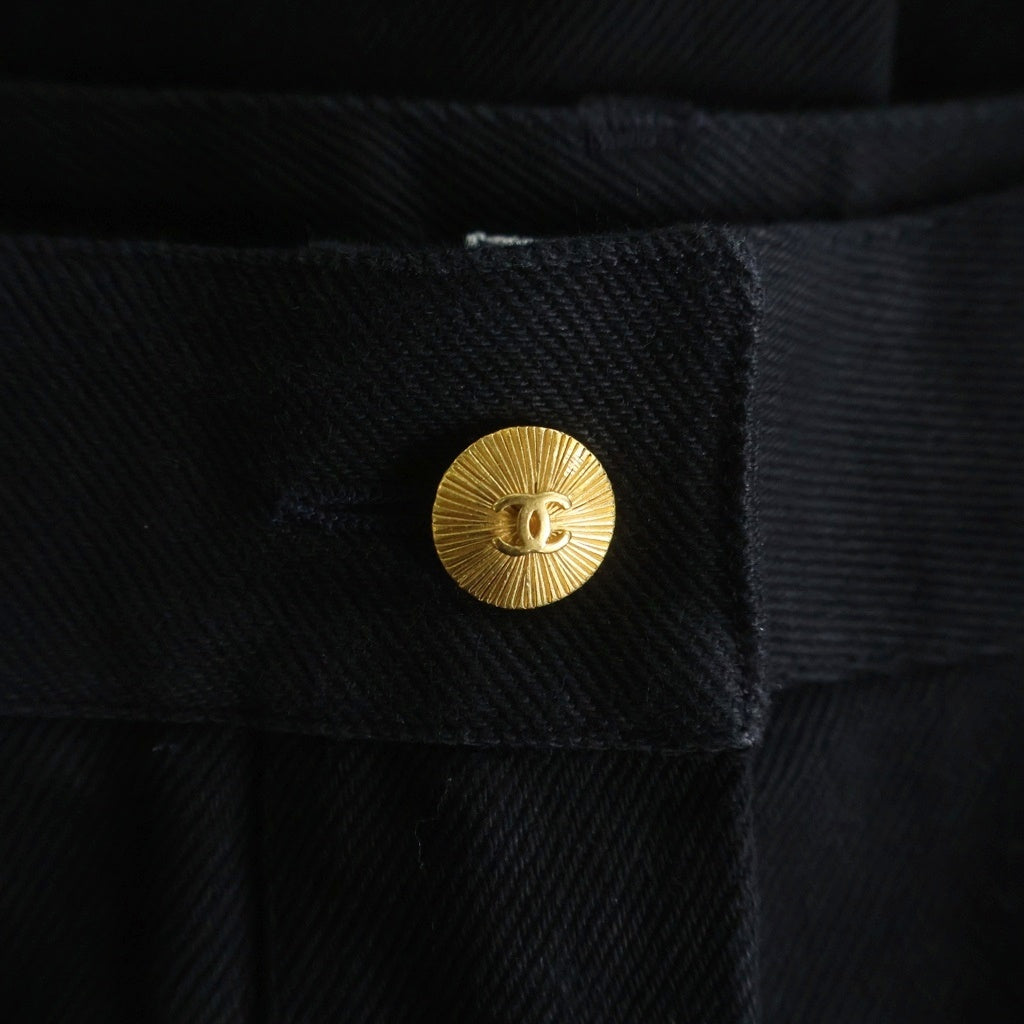 CHANEL BOUTIQUE(シャネルブティック) 92s VINTAGE Zip Design Pants ヴィンテージ ココマークボタン ジップデザイン パンツ ブラック レディース