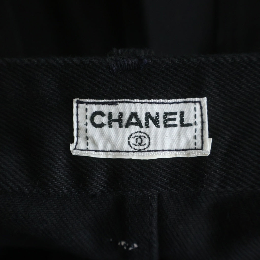 CHANEL BOUTIQUE(シャネルブティック) 92s VINTAGE Zip Design Pants ヴィンテージ ココマークボタン ジップデザイン パンツ ブラック レディース