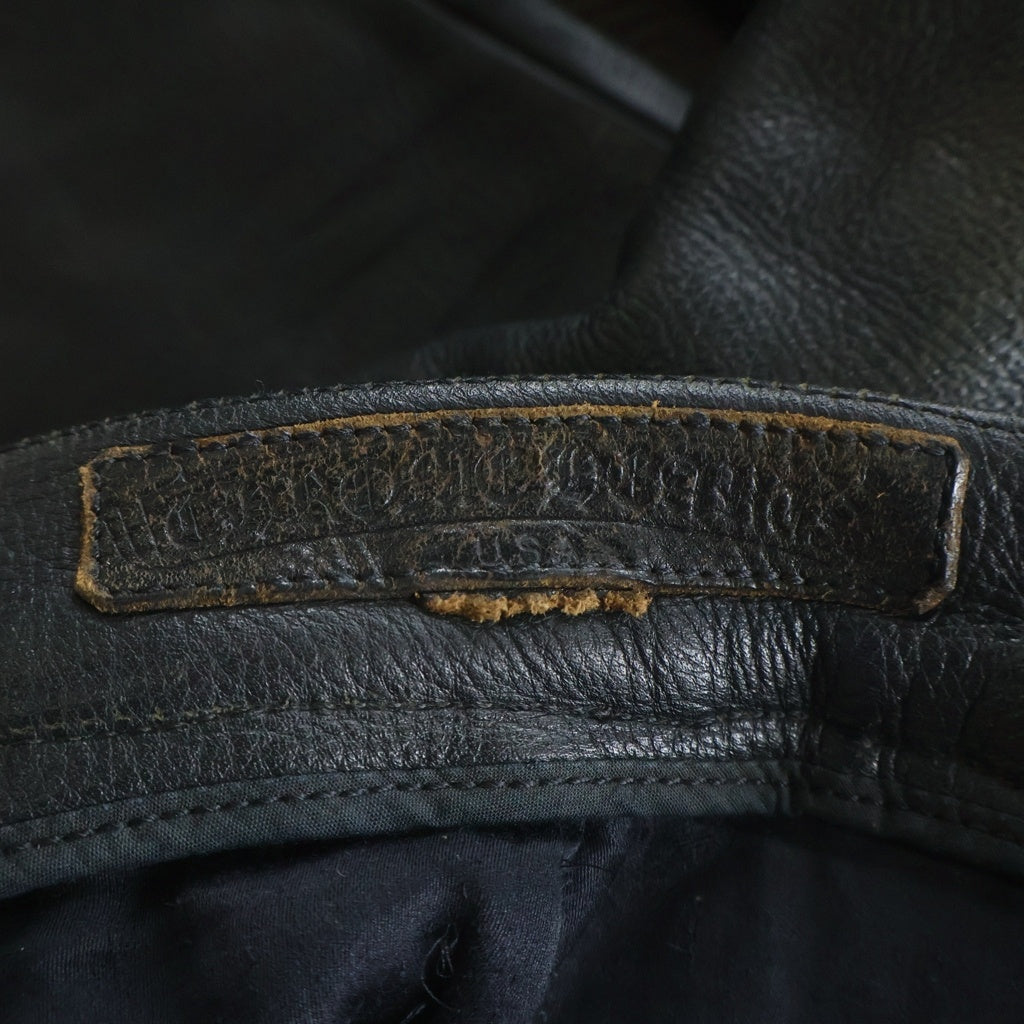 CHROME HEARTS(クロムハーツ) FLARE KNEE LEATHER PANTS フレアニー クロスパッチ付き レザーパンツ ブラック