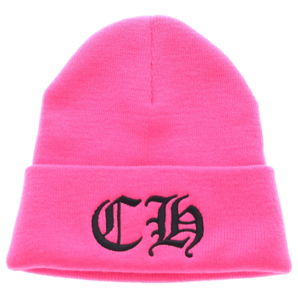 CHROME HEARTS(クロムハーツ) 24AW CH Logo Embroidery Acrylic Beanie CHロゴ刺繍ビーニー ニット帽 帽子 ピンク レディース
