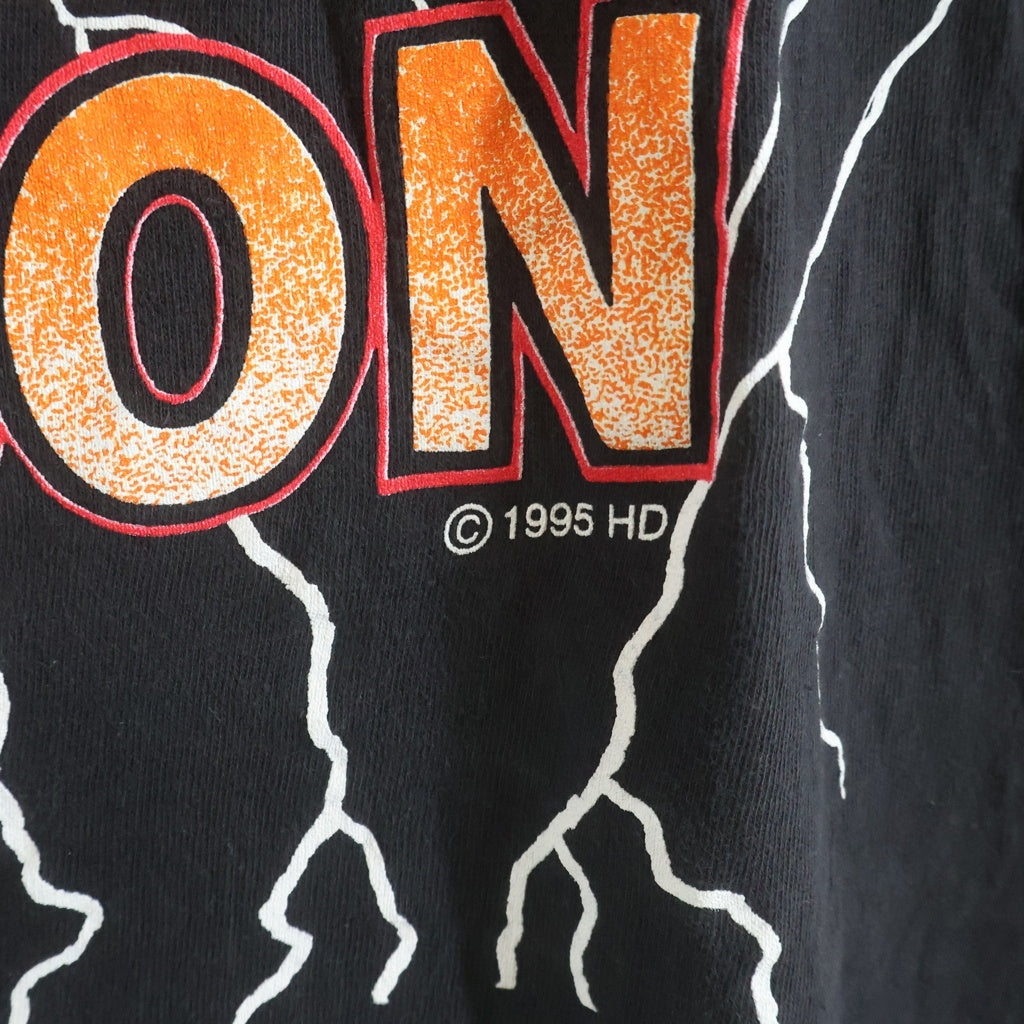 HARLEY DAVIDSON(ハーレーダビッドソン) 90s VINTAGE EAGLE LIGHTNING 1995 LICENSEDタグ イーグル 全面ライトニング 半袖プリントTシャツ ブラック