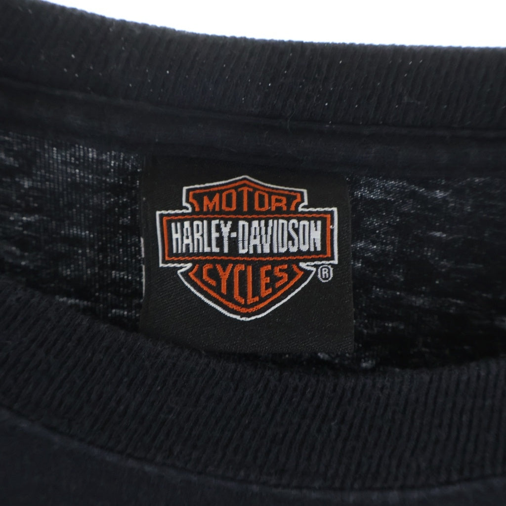 HARLEY DAVIDSON(ハーレーダビッドソン) 00s Clover Green Flame L/S Tee クローバー グリーンフレイム 2012 ロングスリーブ 長袖Tシャツ カットソー ブラックー