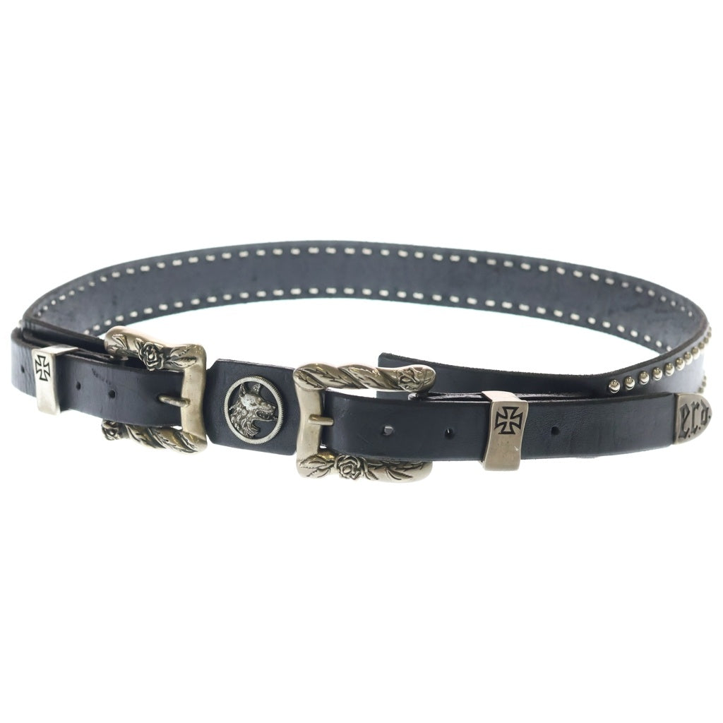 ENFANTS RICHES DEPRIMES(アンファンリッシュデプリメ) ERD DOUBLE BUCKLE GERMAN DOG BELT ダブルバックル レザー ベルト ブラック/シルバー