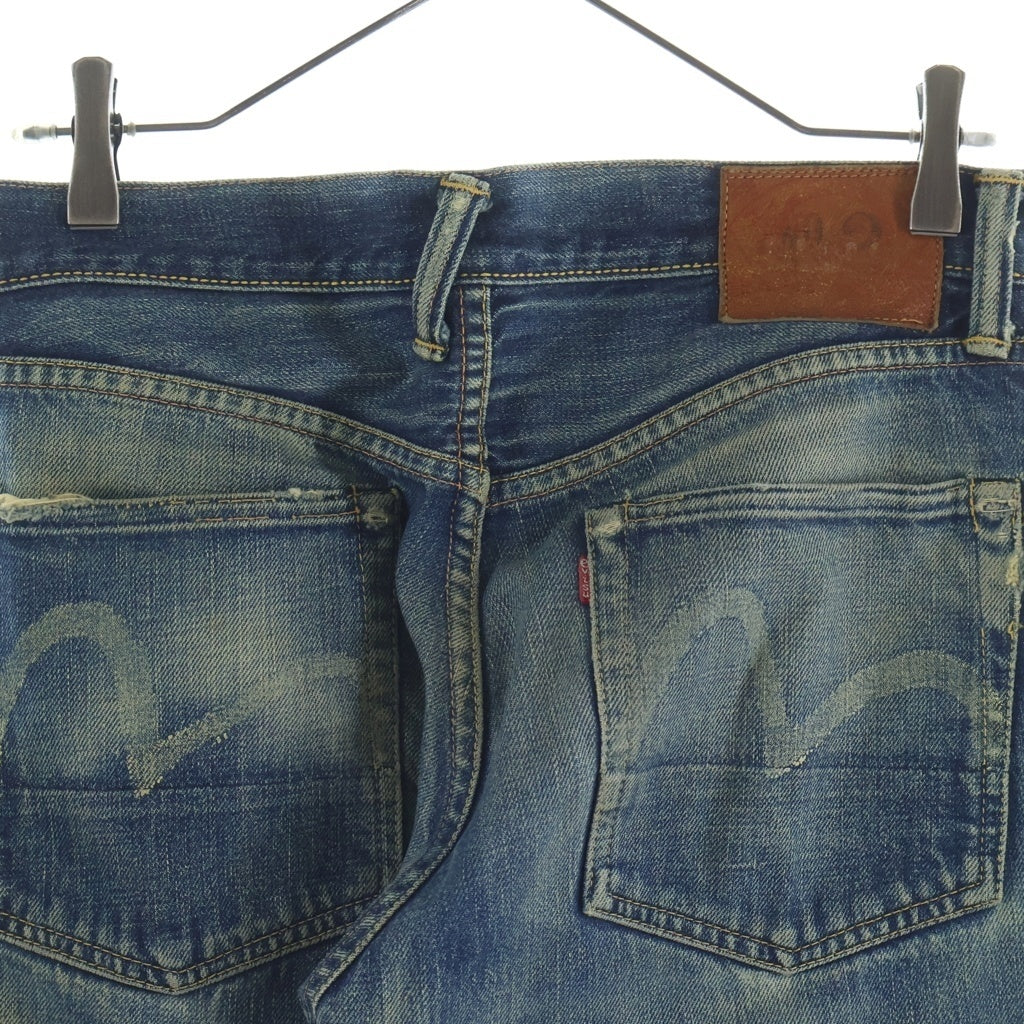 EVISU(エビス) 00s No.2 Denim Pants ボタンフライ デニムパンツ ペイント インディゴ