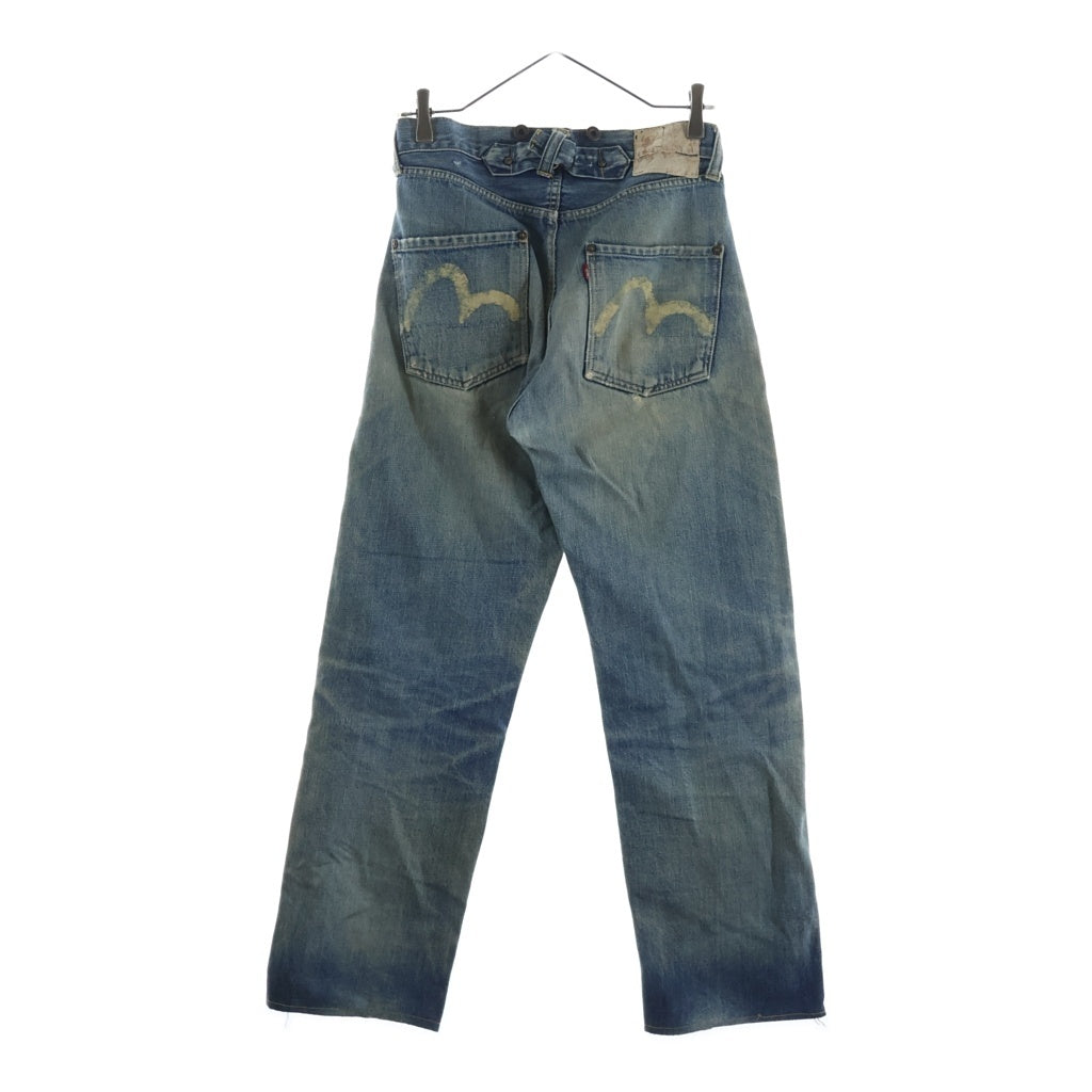 EVISU(エビス) 90s Denim Pants ボタンフライ ダブルニー デニムパンツ ペイント インディゴ