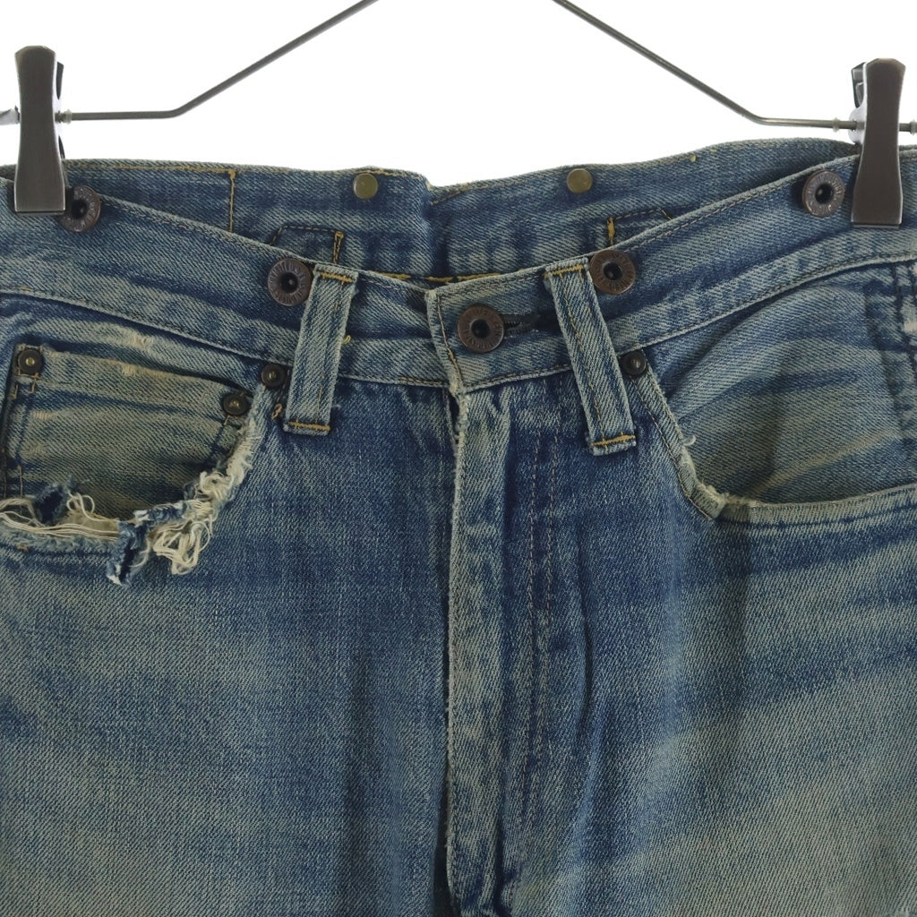 EVISU(エビス) 90s Denim Pants ボタンフライ ダブルニー デニムパンツ ペイント インディゴ