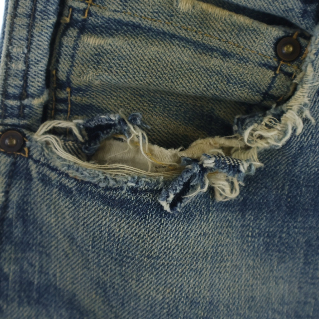 EVISU(エビス) 90s Denim Pants ボタンフライ ダブルニー デニムパンツ ペイント インディゴ