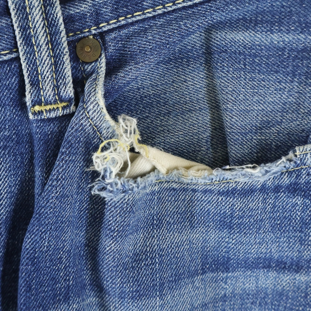 DENIME(ドゥニーム) VINTAGE 片面タグ ボタンフライ デニム ストレートパンツ インディゴ