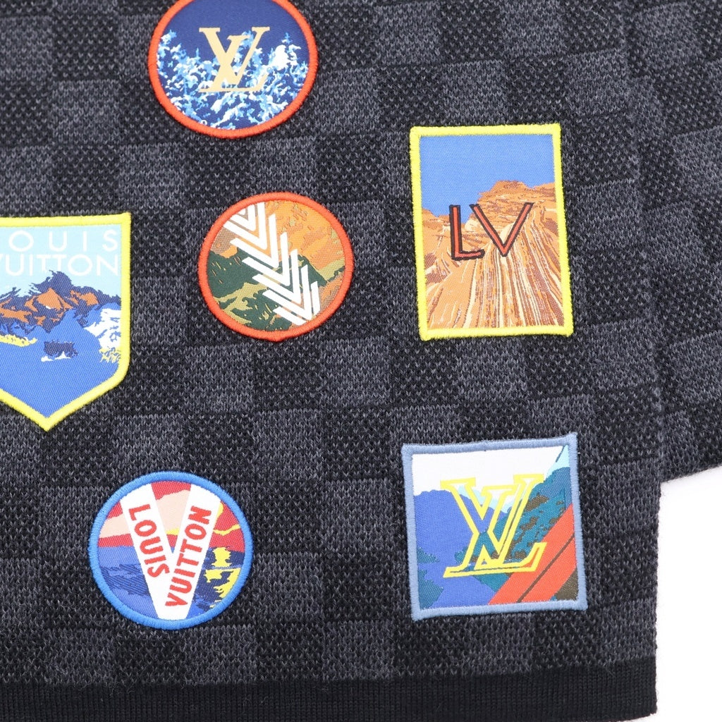 LOUIS VUITTON(ルイヴィトン) エシャルプ プティダミエ アルプス ワッペン付き ウールマフラー ブラック M71110