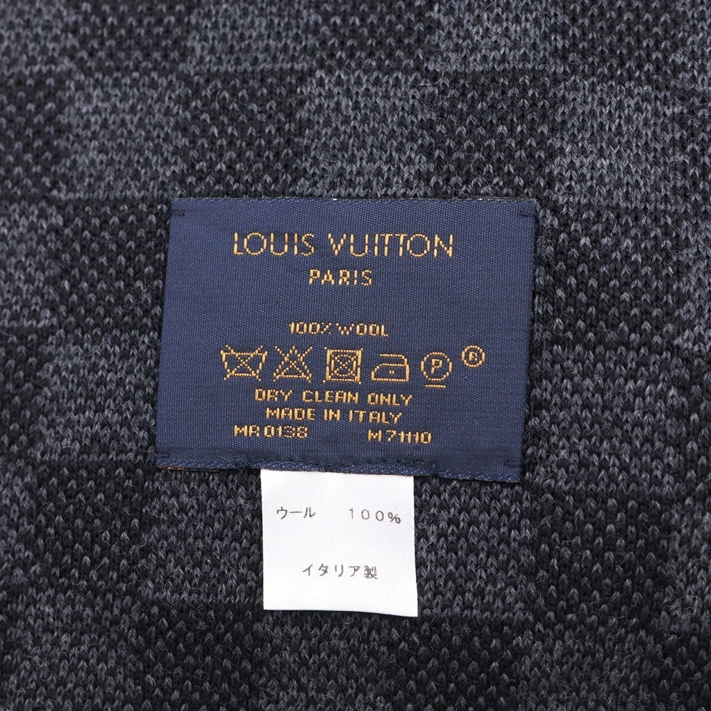 LOUIS VUITTON(ルイヴィトン) エシャルプ プティダミエ アルプス ワッペン付き ウールマフラー ブラック M71110