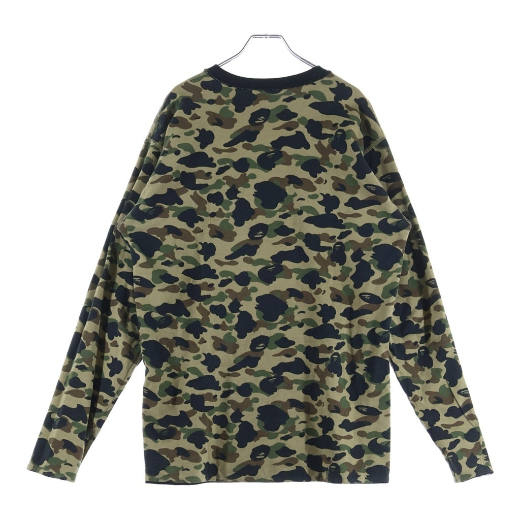 A BATHING APE(アベイシングエイプ) 1ST CAMO ファーストカモ サル迷彩 リバーシブルスウェット 長袖カットソー ブラック/グリーン