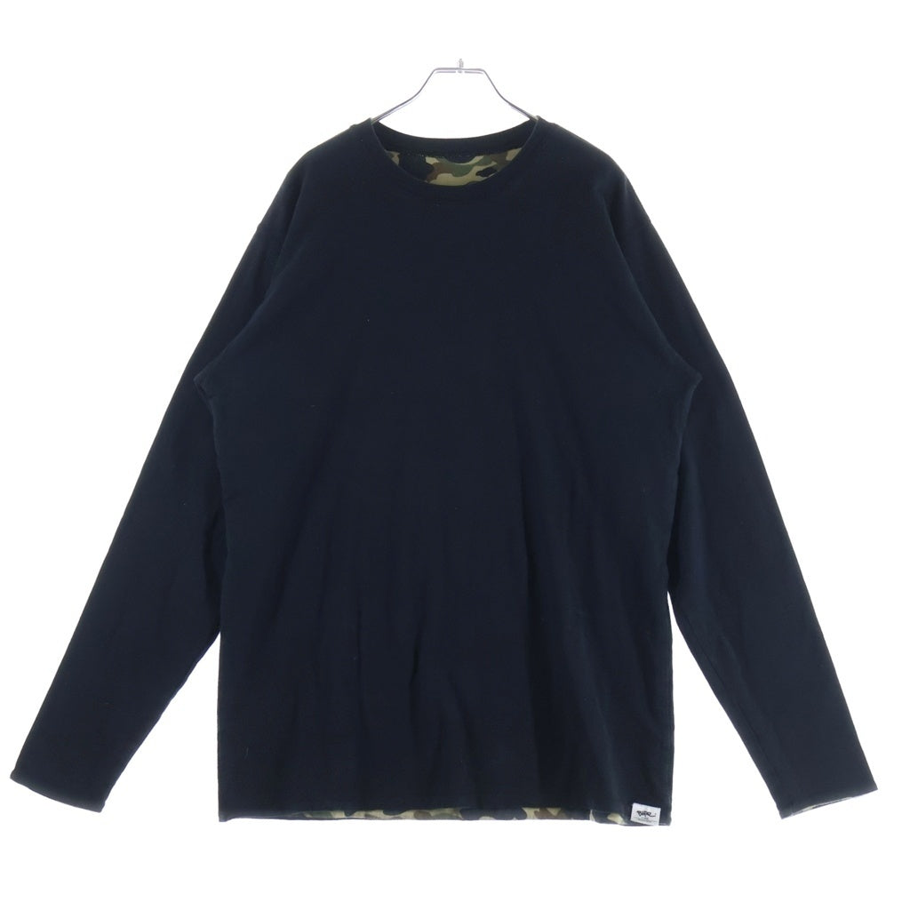 A BATHING APE(アベイシングエイプ) 1ST CAMO ファーストカモ サル迷彩 リバーシブルスウェット 長袖カットソー ブラック/グリーン