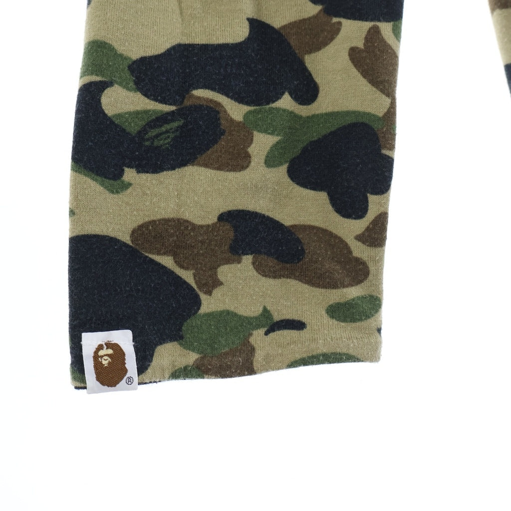 A BATHING APE(アベイシングエイプ) 1ST CAMO ファーストカモ サル迷彩 リバーシブルスウェット 長袖カットソー ブラック/グリーン